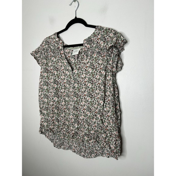 Knox Rose Top Shirt Womens Floral Flowy Boho Blouse Short Sleeve Plus Size XXL - Picture 2 of 8